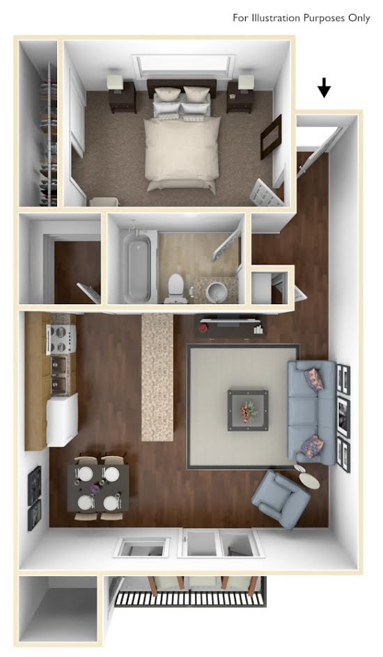 1 Bdrm Reno Open 3D