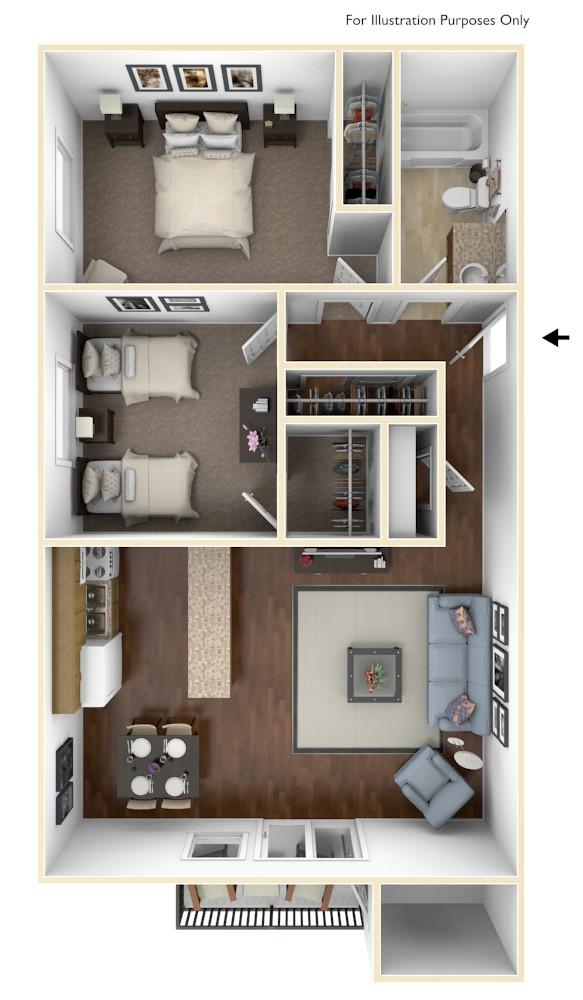 2 Bdrm Reno Open 3D