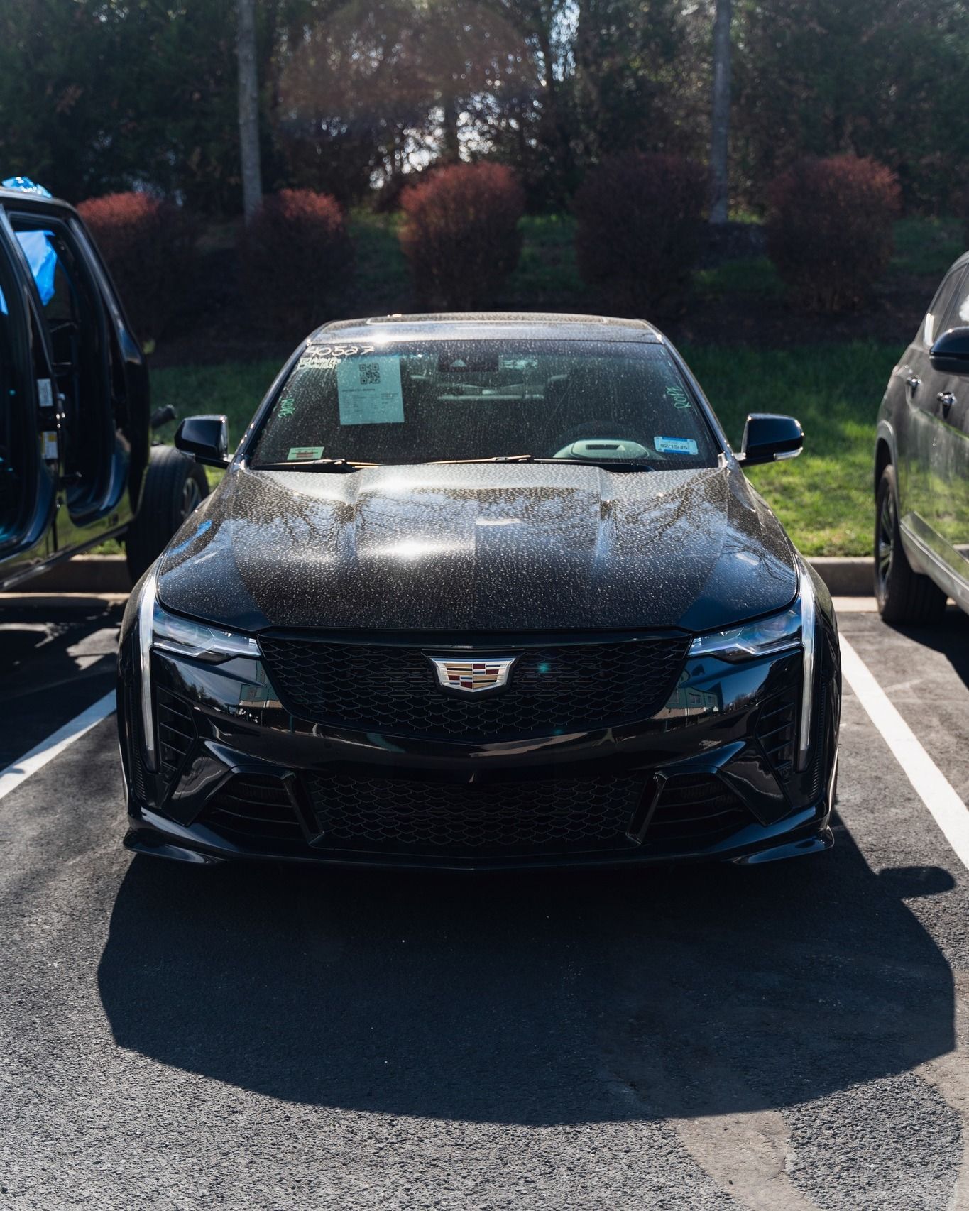 Black Cadillac Front View Parked Outside | D&V Autobody Overland
