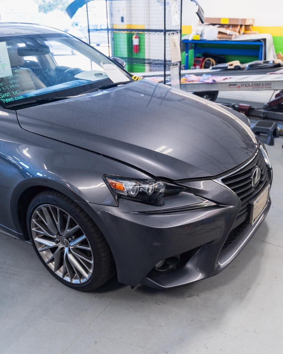 Silver Sedan Parked Inside Auto Body Shop | D&V Autobody Overland