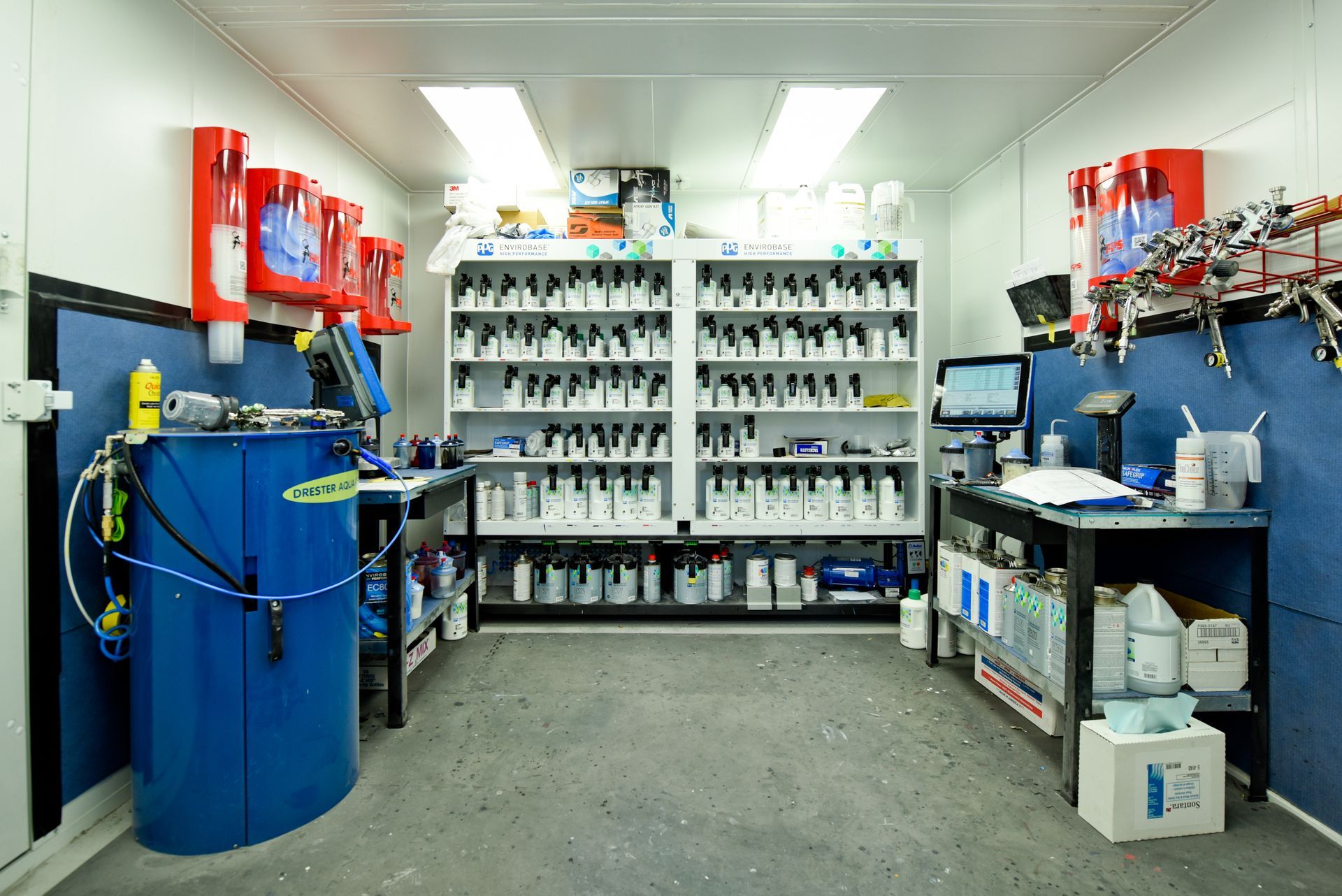 Paint Mixing Room With Storage And Equipment | D&V Autobody