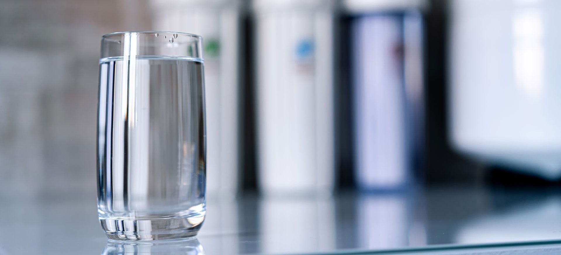 Glass of water on the counter