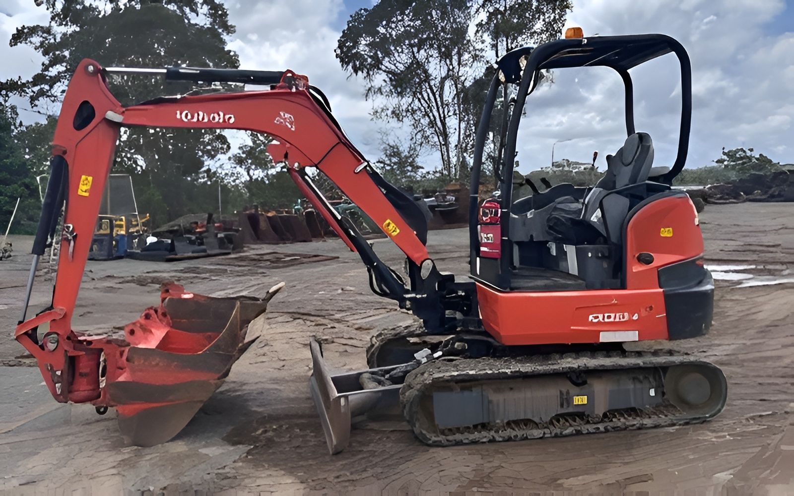 Red Kubota Mini Excavator on a Construction Site — Allquip Rentals Pty Ltd in Cooroy, QLD