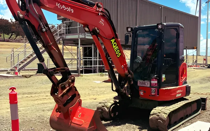 Red Kubota Excavator With Black Cab — Allquip Rentals Pty Ltd in Cooroy, QLD