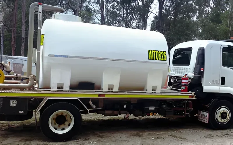 White Water Tank on a Flatbed Truck, Parked Outdoors — Allquip Rentals Pty Ltd in Cooroy, QLD