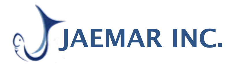 The logo for jaemar inc. has a fish hook on it