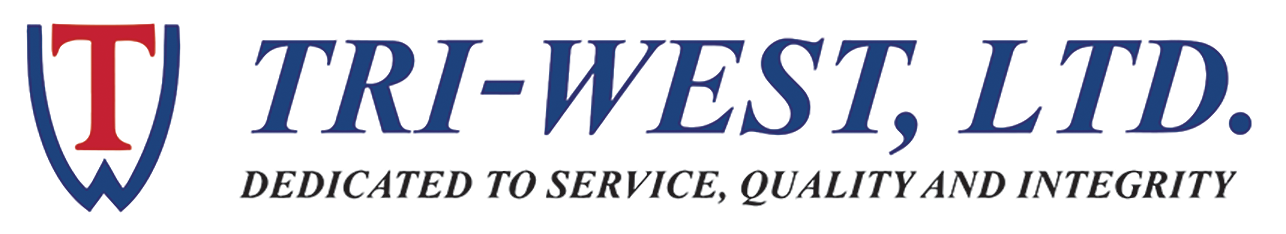The tri-west ltd logo is dedicated to service quality and integrity