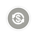 A dollar sign in a circle with two arrows around it.
