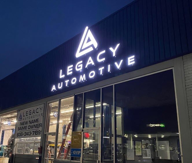Business Sign in Shop Exterior | Legacy Automotive