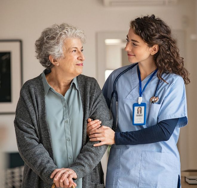 Caregiver Assisting Senior Woman — Scranton, PA — iCare Elder Services