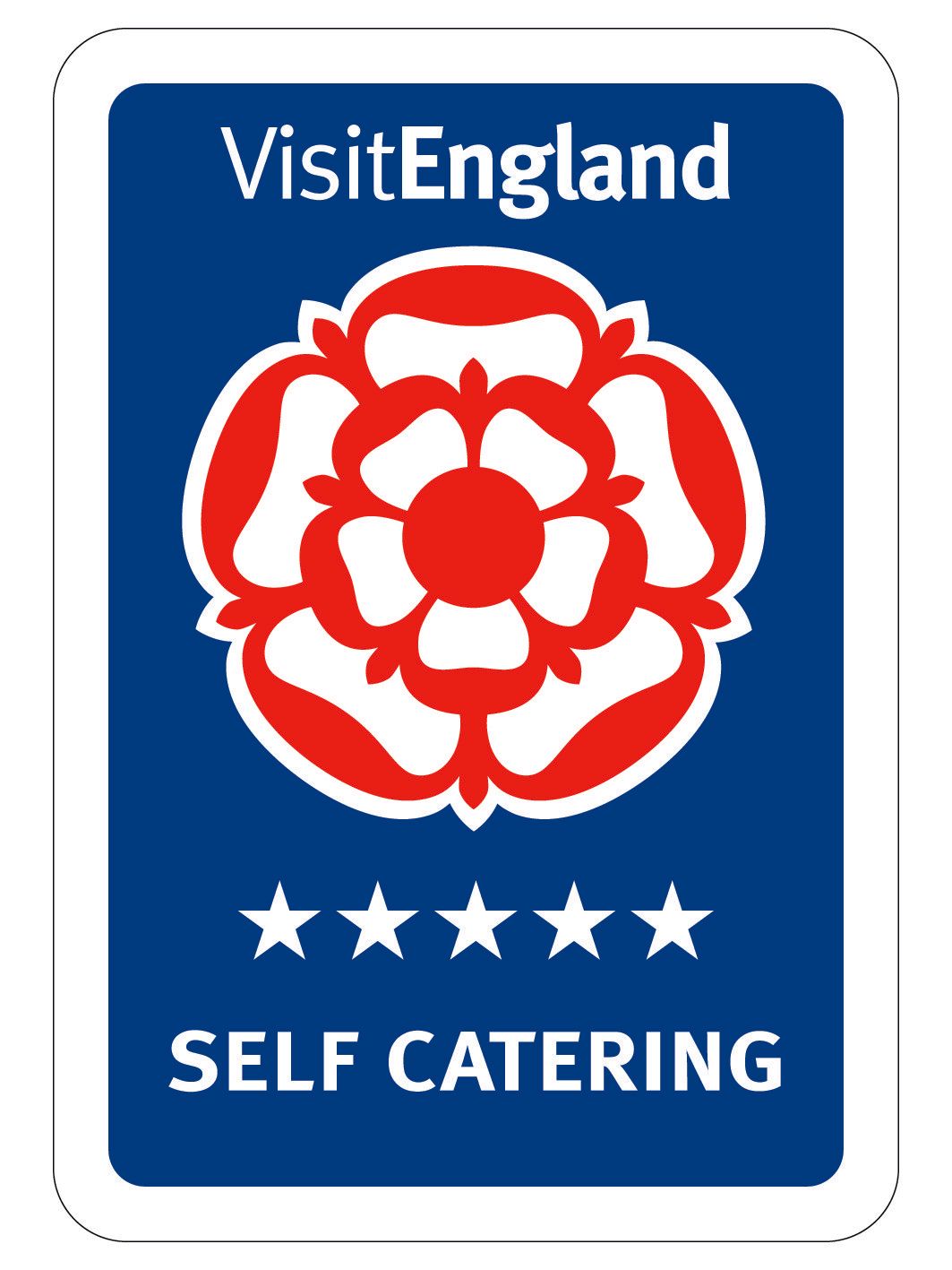 A blue sign that says visit england self catering