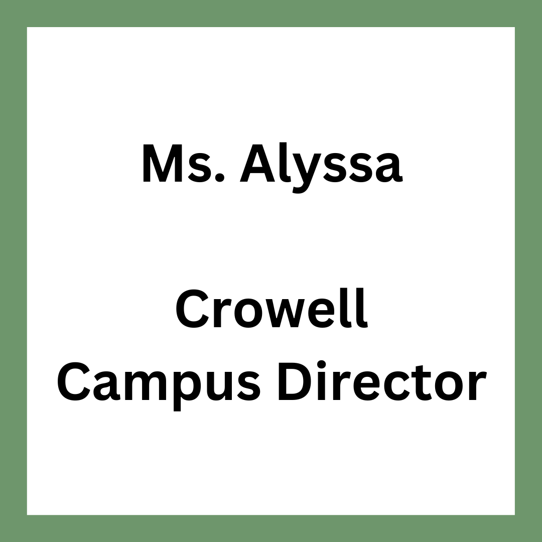 A picture of ms. alyssa crowell campus director.
