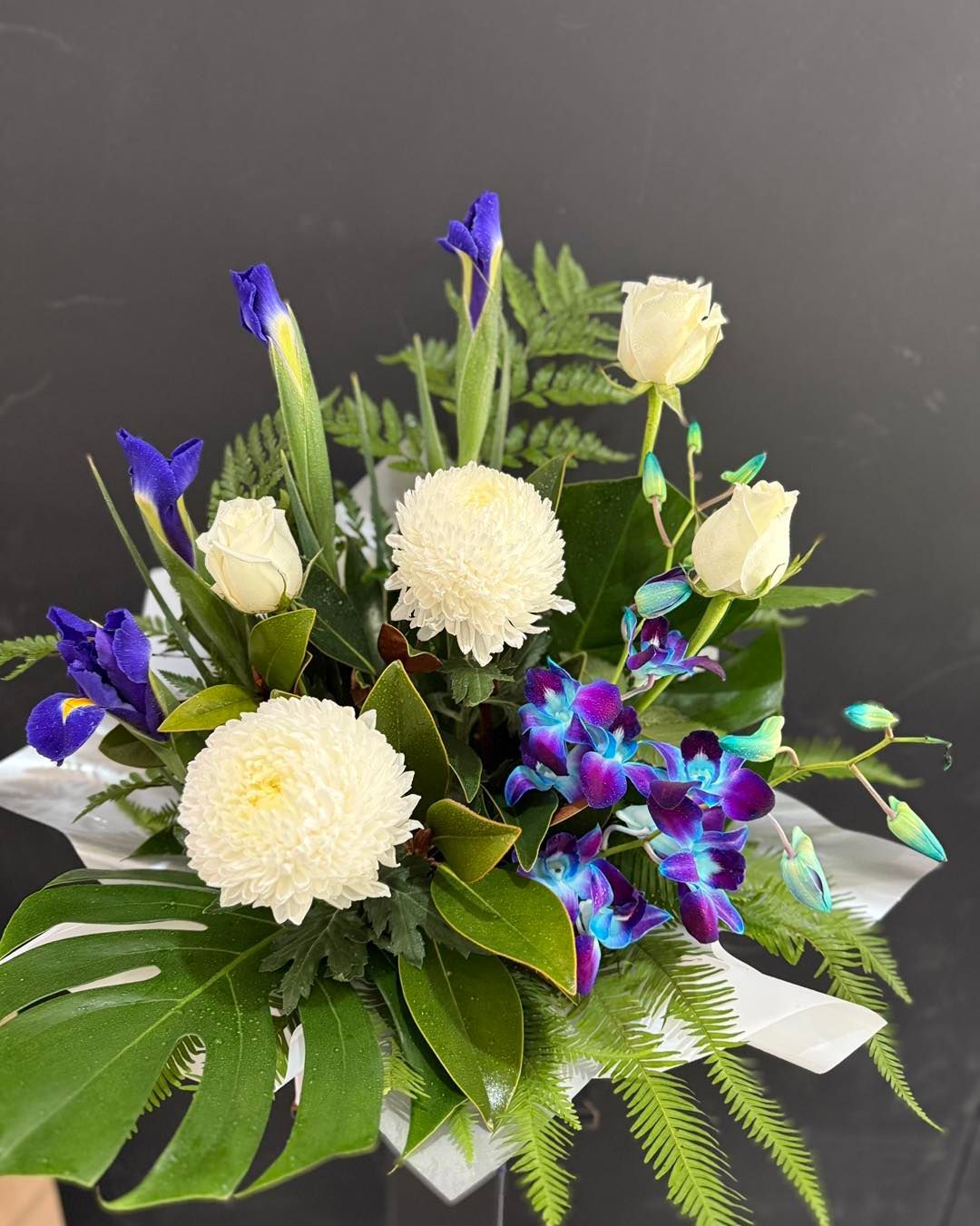 Floral Arrangement With White Chrysanthemums — J'adore Flowers & Gifts Cairns in Earlville, QLD