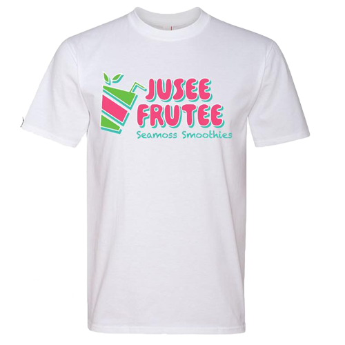 A white t-shirt that says juses frutee on it