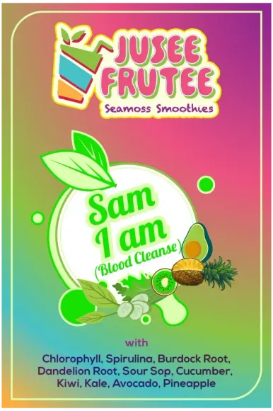 A poster for a smoothie with avocado , pineapple , and kiwi.