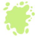 A cartoon illustration of a green stain on a white background.
