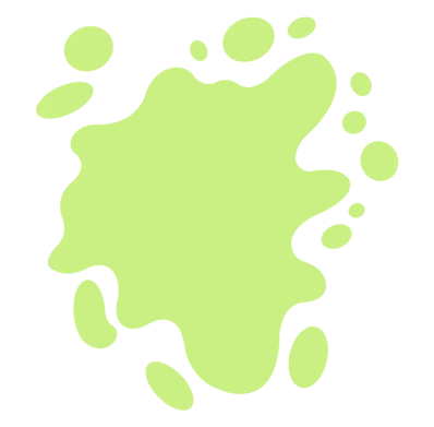 A cartoon illustration of a green stain on a white background.