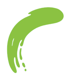 A green splash of liquid on a white background.
