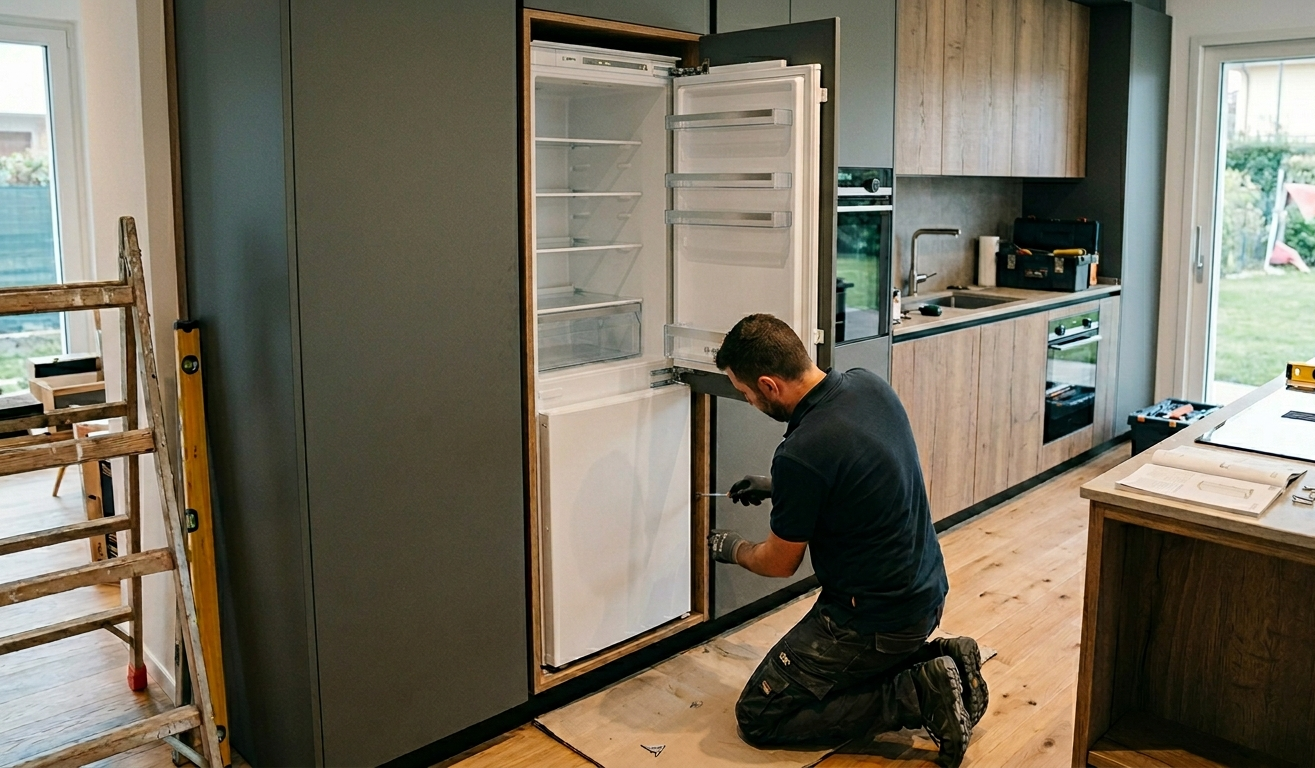 Uno showroom a cielo aperto, in stile magazzino, che espone file di lavatrici e altri elettrodomestici su un pavimento di cemento.