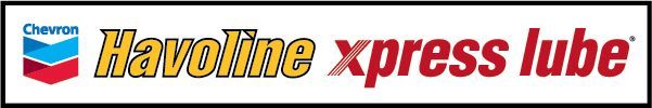 Chevron, Havoline, and xpress lube logo in a black border.