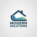 Logo: House silhouette with wave design and "MODERN SOLUTIONS" text, blue and green colors.