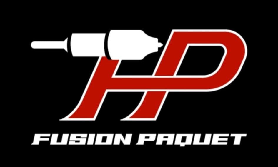 Un logo rouge et blanc pour une compagnie de soudure fusion paquet