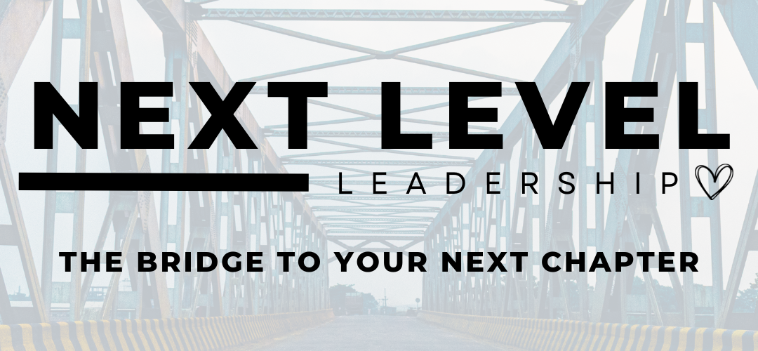 The logo for next level leadership is a bridge to your next chapter.