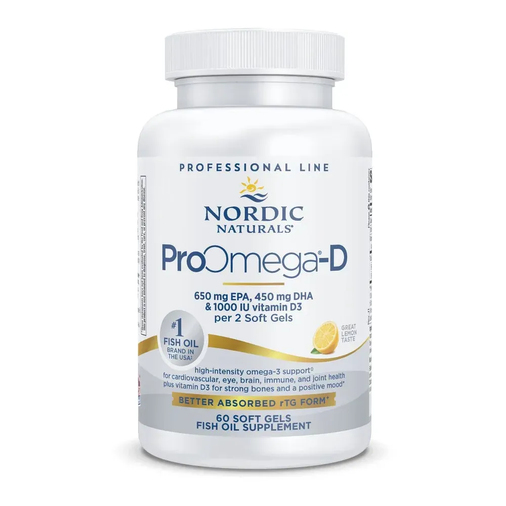 Nordic Naturals ProOmega-D Lemon
650 EPA/450 DHA/1000 D3
60 softgels