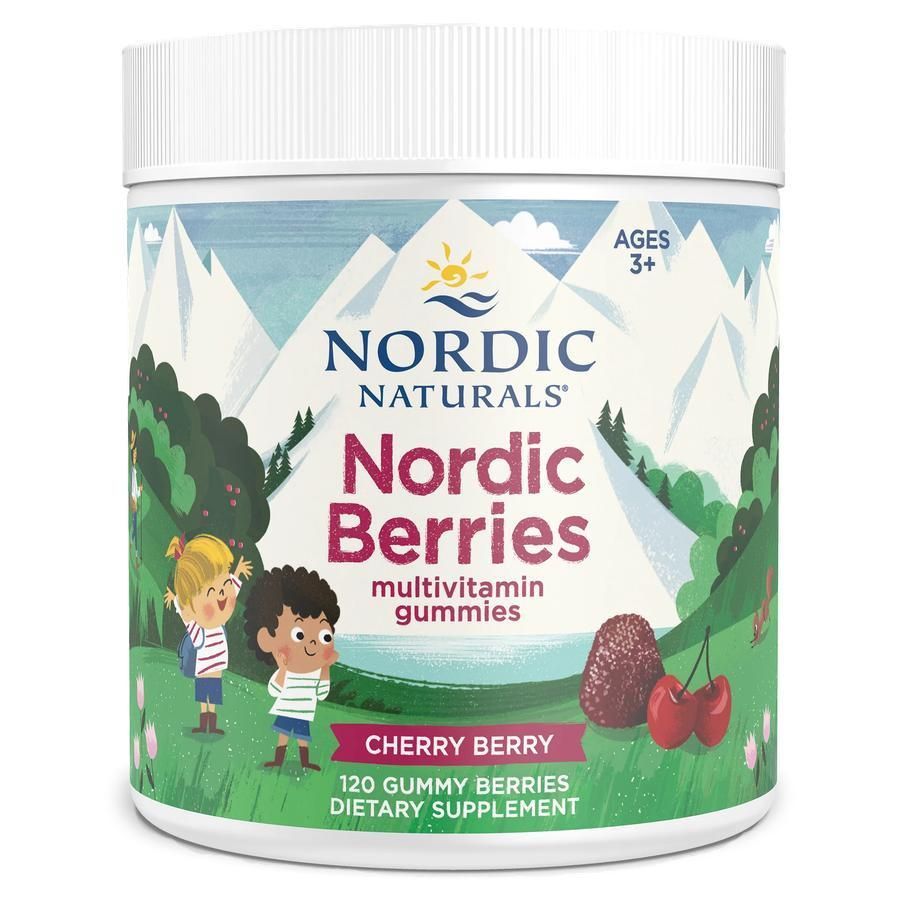 Nordic Naturals Nordic Berries Multivitamin Gummies for Adults and Kids Cherry-Berry 120 gummies