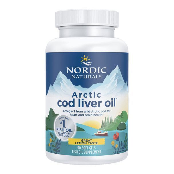 Nordic Naturals Arctic Cod Liver Oil Lemon 
240 mg EPA/360 mg DHA
180 soft gels