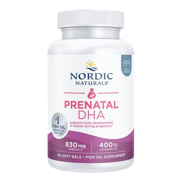 Nordic Naturals Prenatal DHA Unflavoured
205 mg EPA/480 mg DHA/400 I.U. D3
90 softgels