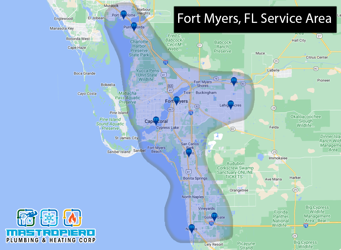 A map of the fort myers , fl service area