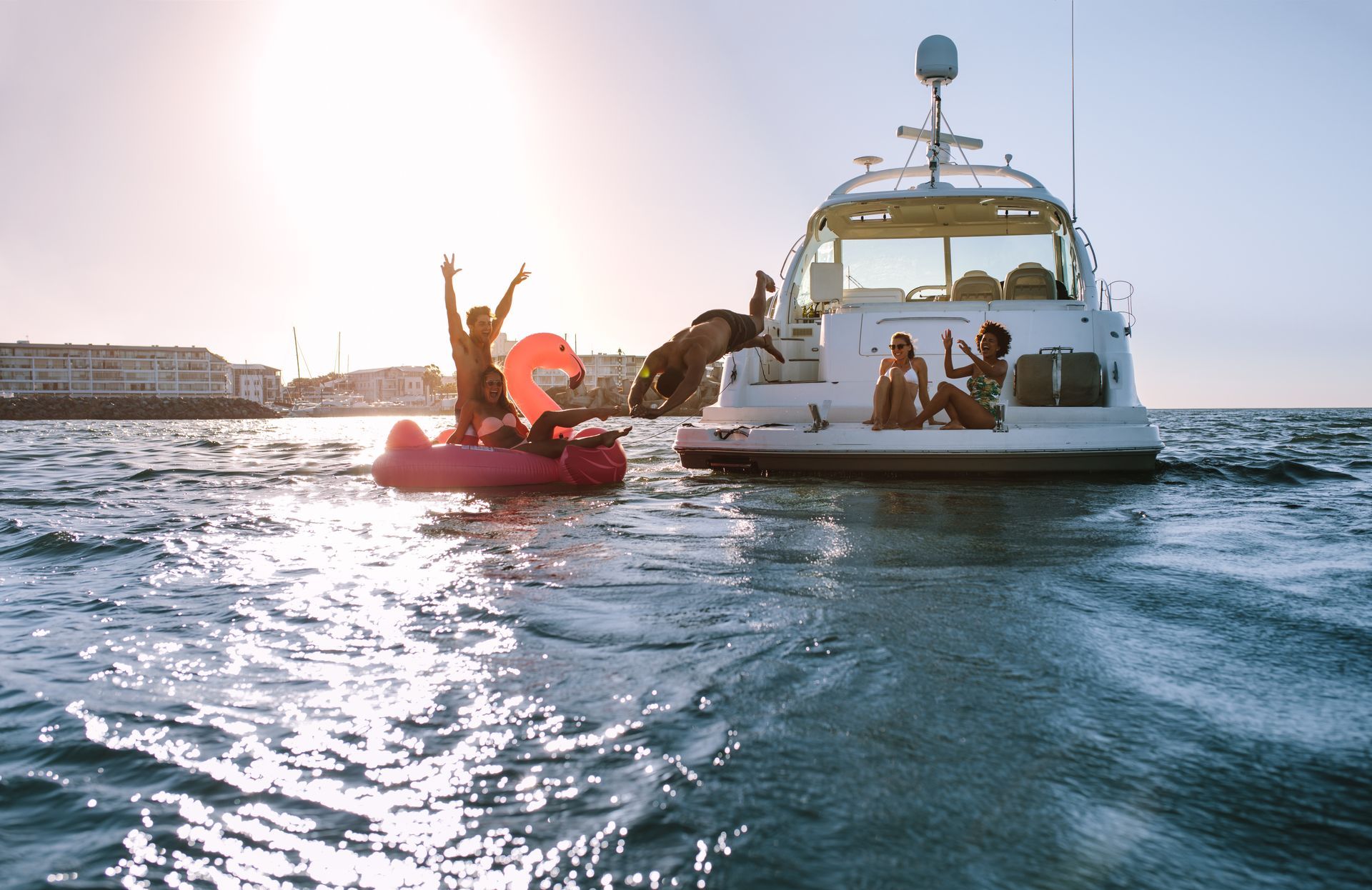 People enjoying boating