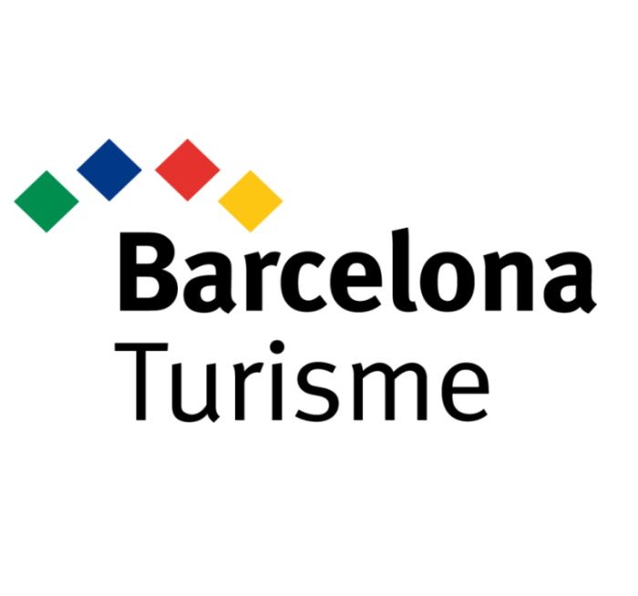 Ein Logo für Barcelona Turisme mit bunten Quadraten
