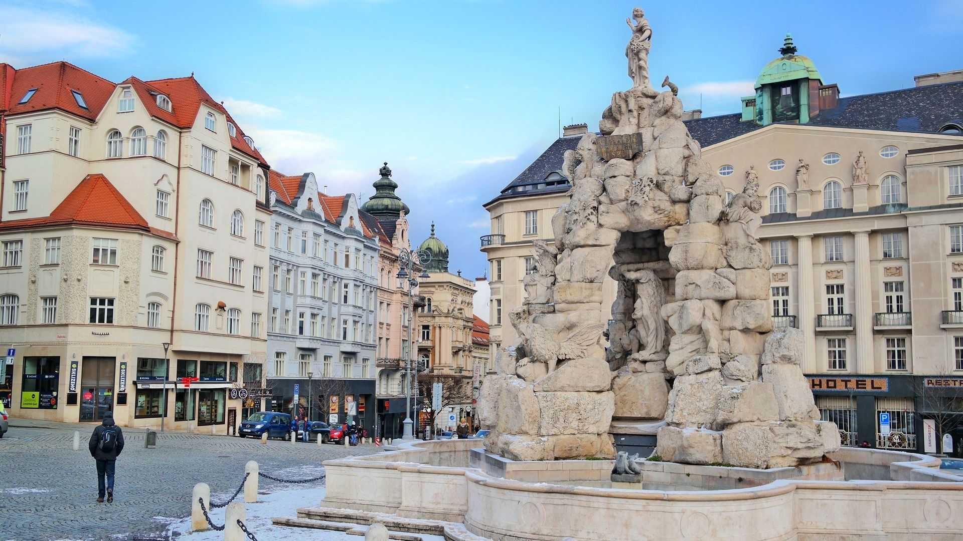 Brünn Innenstadt bei Dämmerung