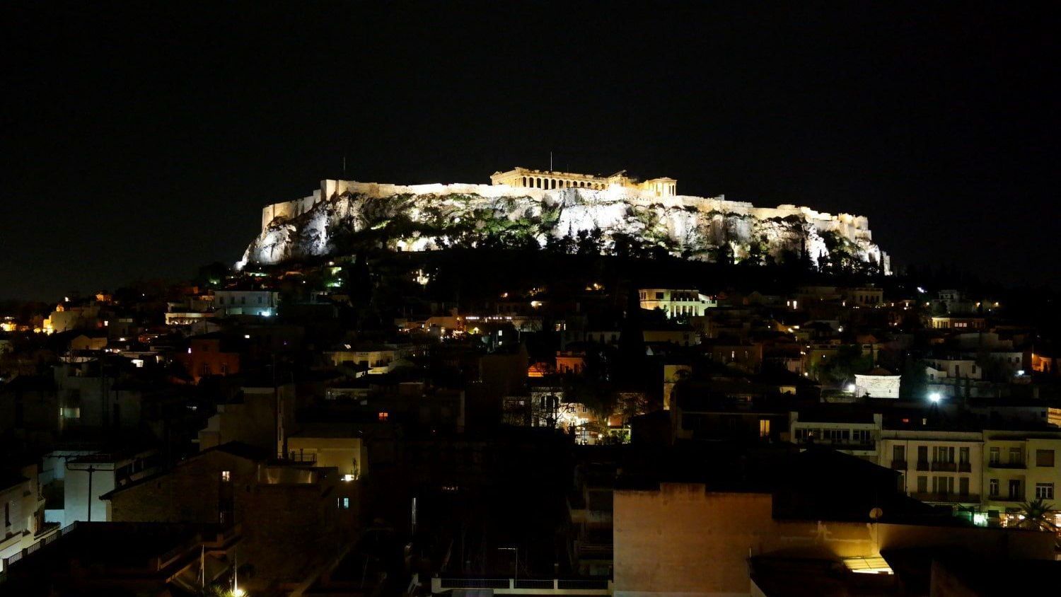 Sicht auf Akropolis in Athen vom Hotel 