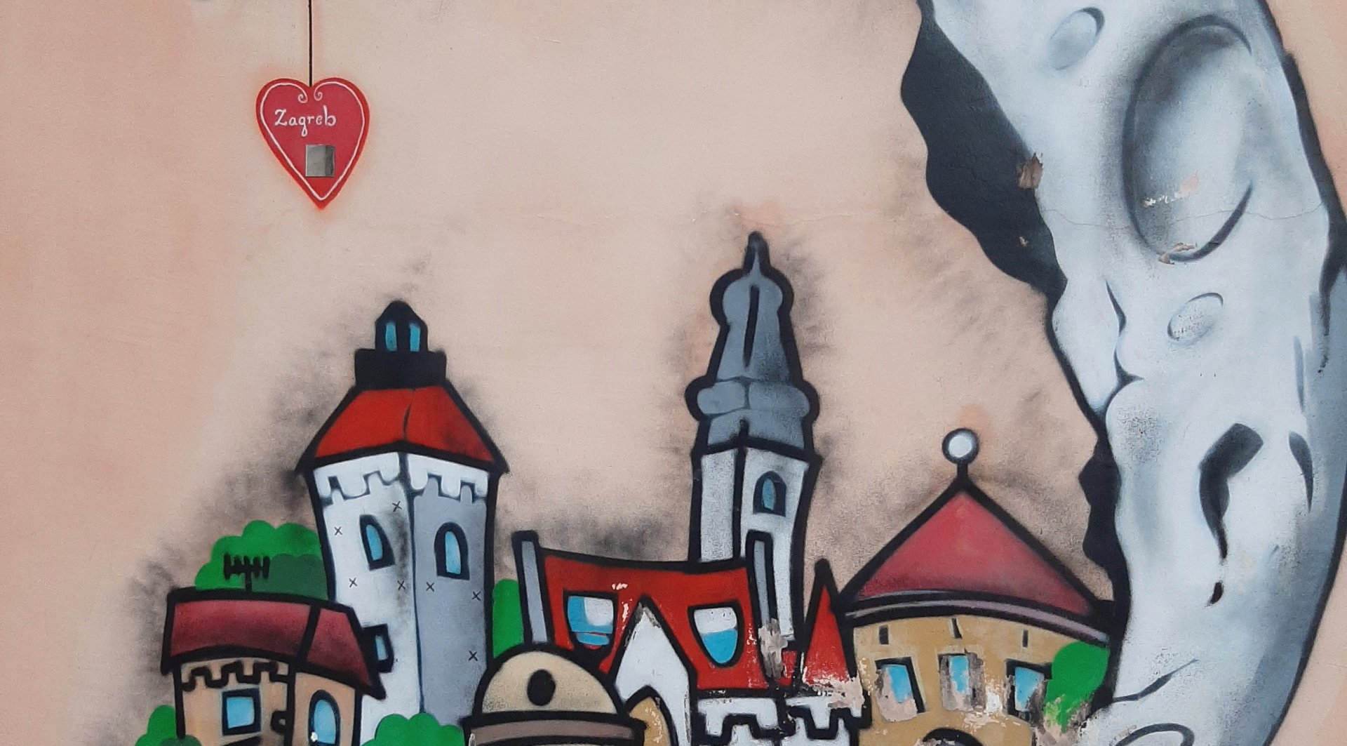 Zagreb Skyline mit Herz_Zagreb Skyline mit Herz Graffiti
