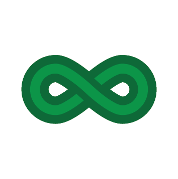 A green infinity symbol on a white background