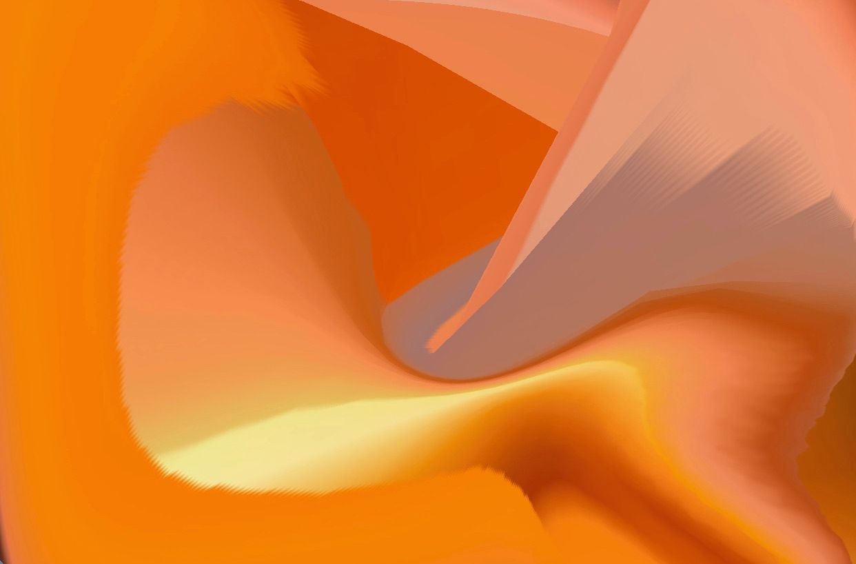 A close up of an orange swirl on a white background.