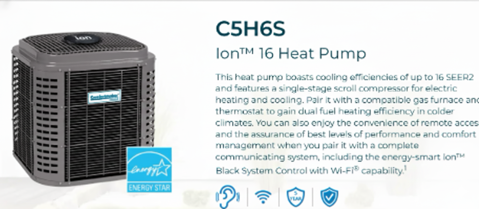 Heat pump unit with text: 
