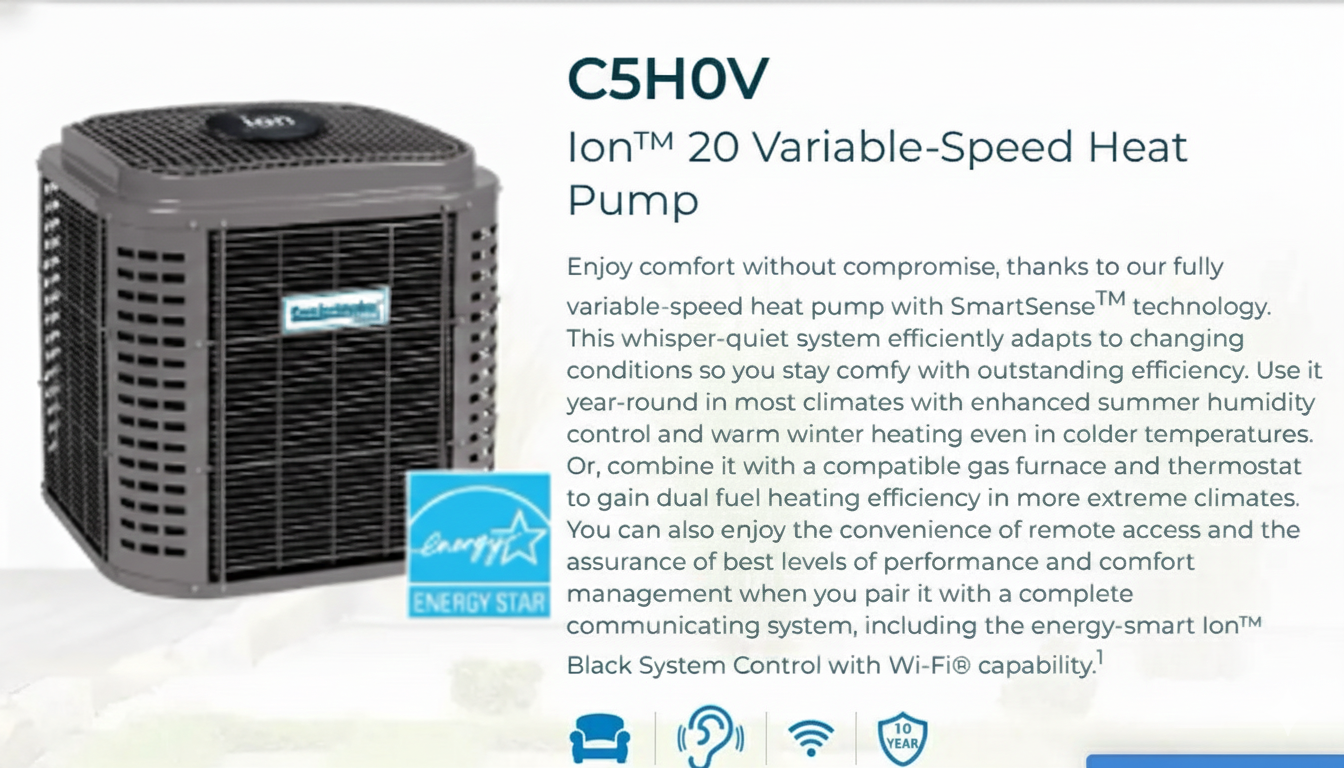 Heat pump unit with text: 