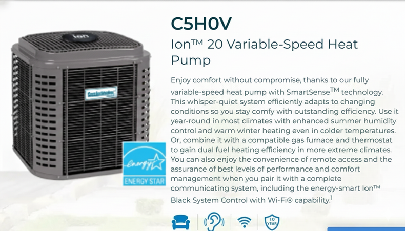 Heat pump unit with text: