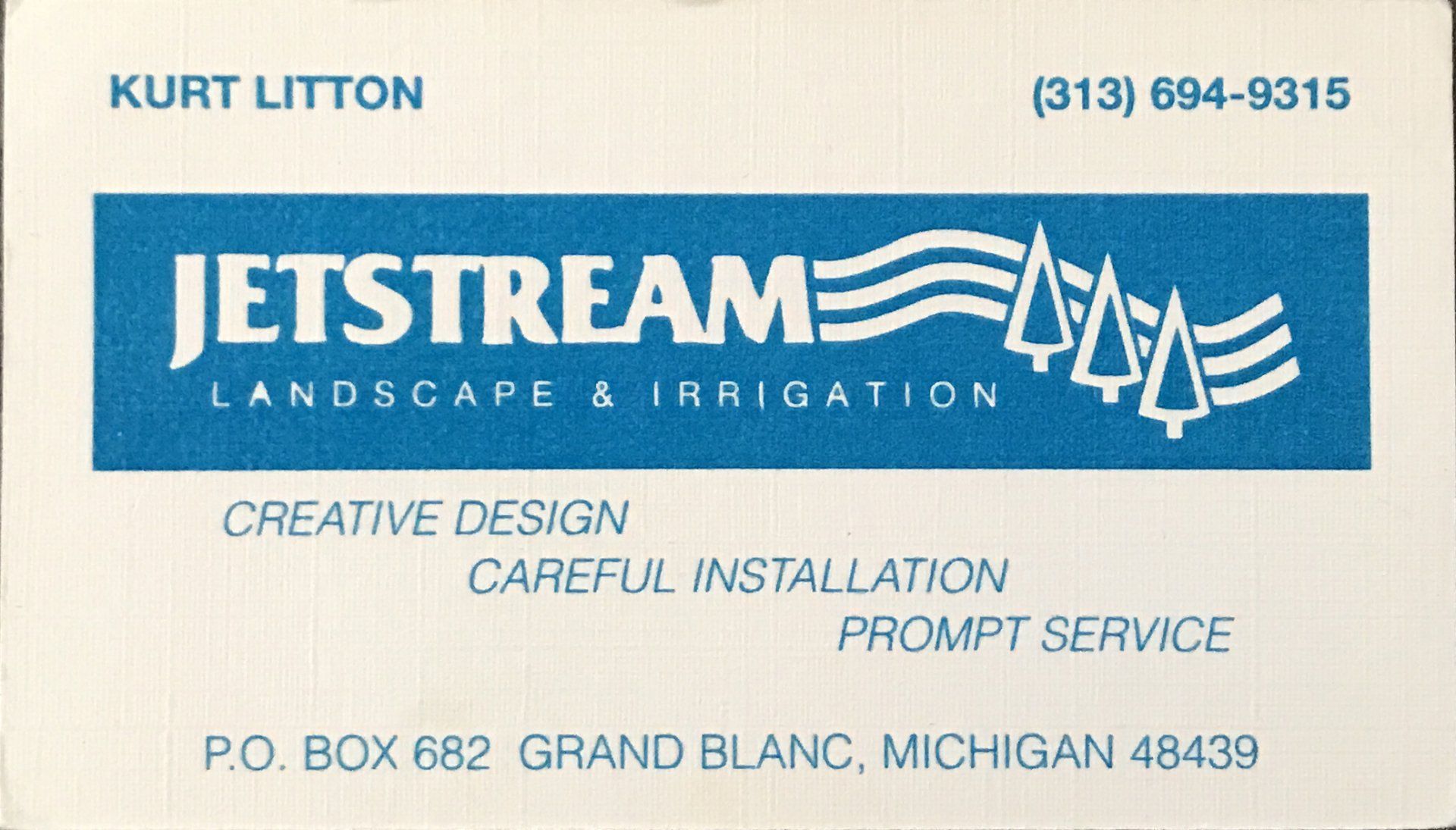 A business card for jetstream landscape and irrigation