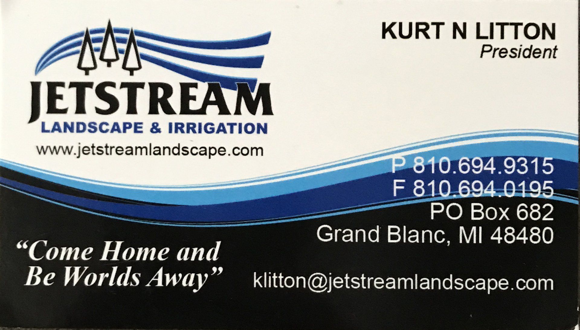 A business card for jetstream landscape and irrigation