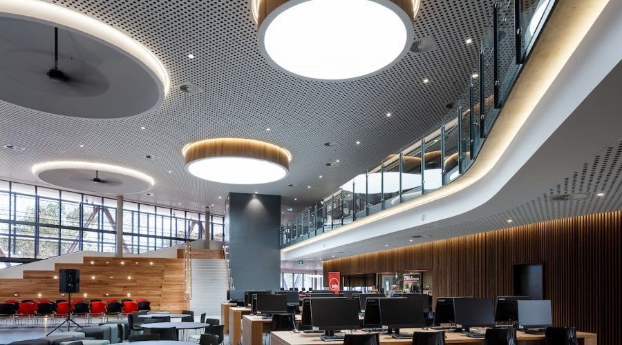 A Large Room with A Lot of Windows and A Lot of Lights on The Ceiling — Waltlec Industries In Garbutt, QLD