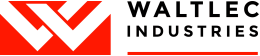 A red and white logo for waltlec industries