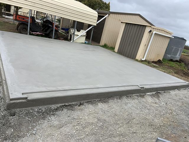 Concrete Poured in Front of a Shed — Pedro's Concreting in Pittsworth, QLD
