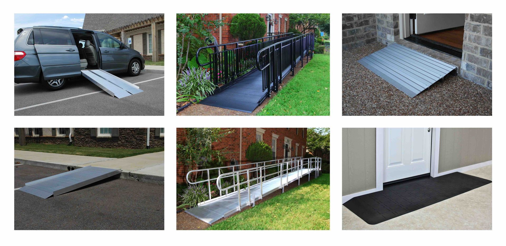 A collage of pictures showing different types of ramps.