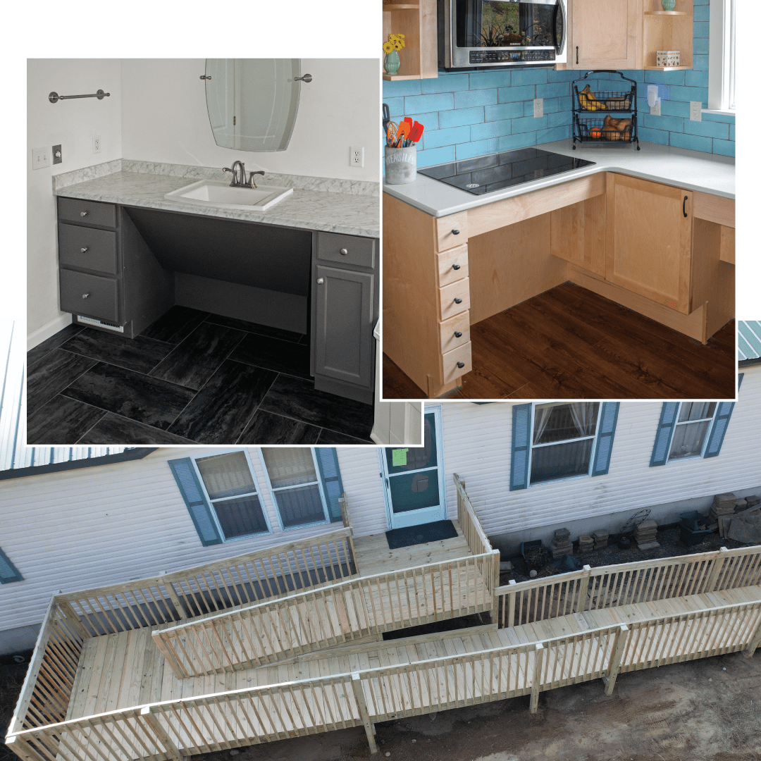 samples of previous work featuring a bathroom sink, a kitchen countertop, and a ramp.