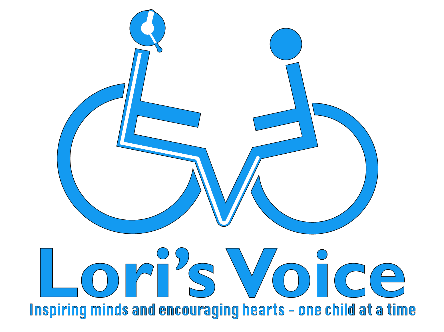 lori 's voice logo of two handicapped people facing each other in wheelchairs.